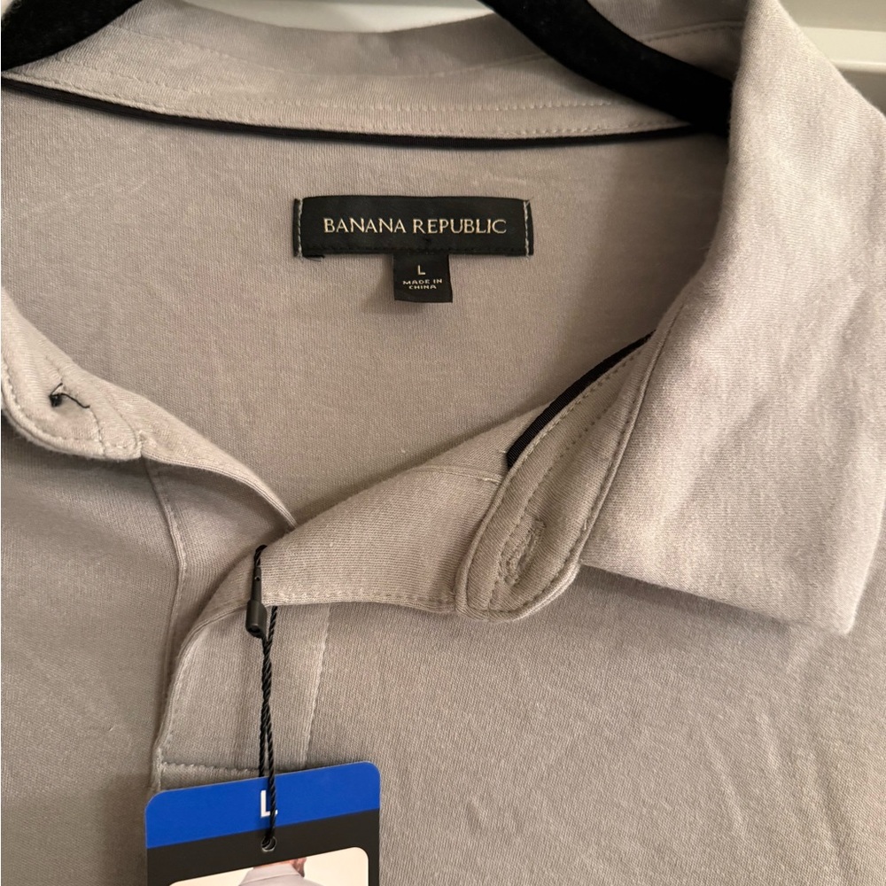 Banana Republic Gray Long Sleeve Polo Shirt. NWT. Quarter zip fleece adidas - Picture 3 of 11